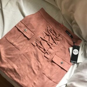 Harper highwaist lace up suedette mini skirt